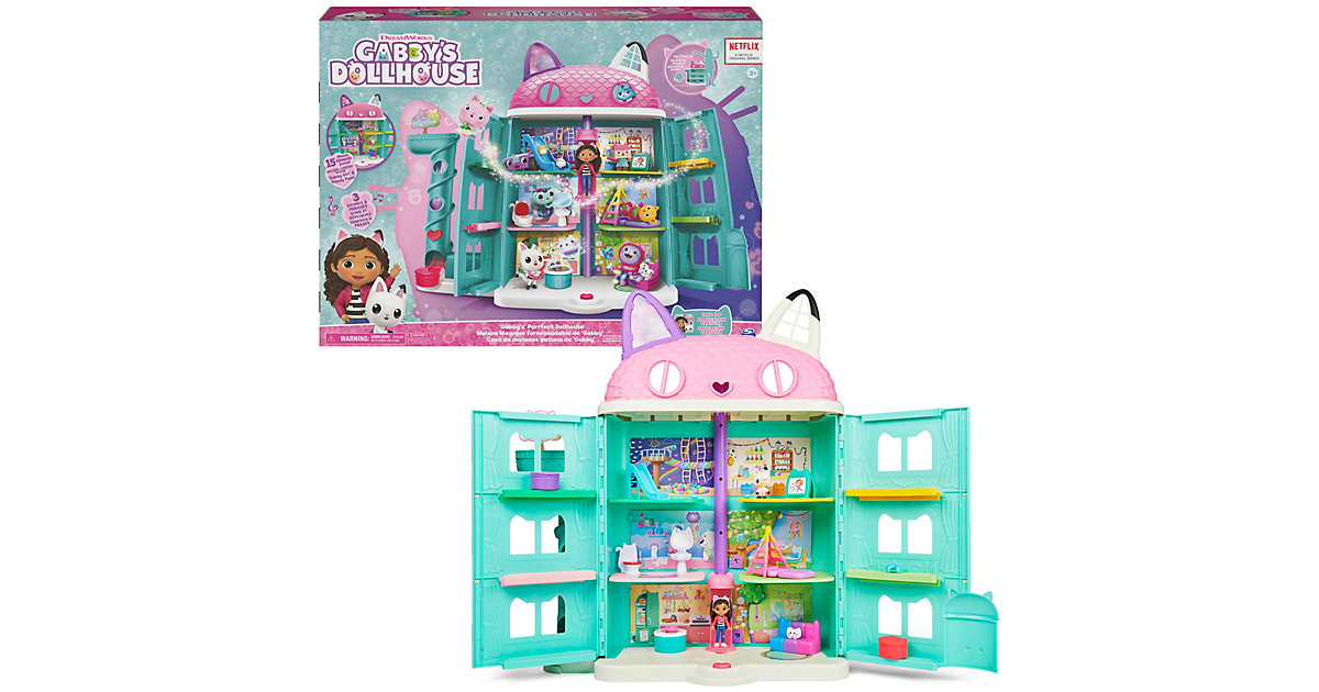 Gabby‘s Dollhouse, Puppenhaus mit 2 Spielzeugfiguren, 8 Möbelstücken, 3 Zubehörteilen, 2 Überraschungsboxen und Geräuschen, geeignet Kinder ab 3 Jahren mehrfarbig Kinder Gabby‘s Dollhouse, Puppenhaus mit 2 Spielzeugfiguren, 8 Möbelstücken, 3 Zubehörteilen, 2 Überraschungsboxen und Geräuschen, geeignet Kinder ab 3 Jahren mehrfarbig Kinder von Spin Master