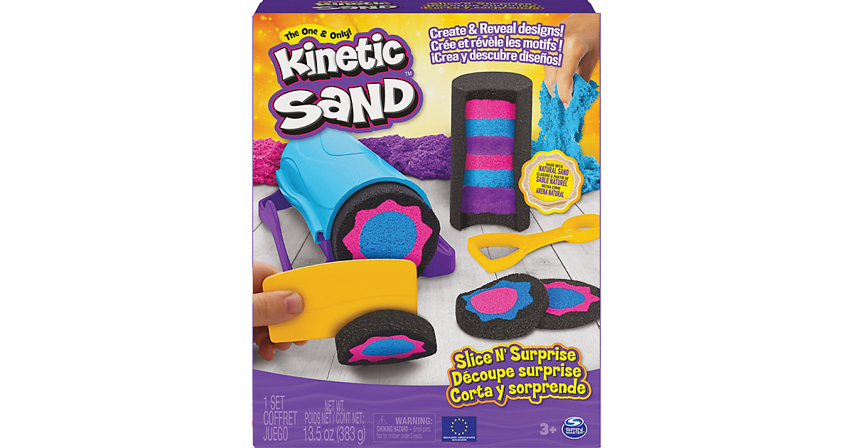 Kinetic Sand Slice n Surprise Set - mit 3 Sandfarben und 7 Werkzeugen tolle Muster  Kinder von Spin Master