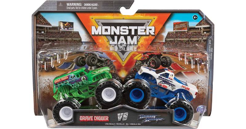 Monster Jam Original Monster Jam Zweier-Pack mit authentischen Monster Trucks im Maßstab 1:64 (Sortierung mit verschiedenen Designs, Zufallsauswahl) mehrfarbig von Spin Master