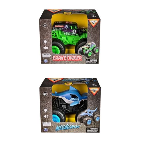 Monster Jam Truck Spielzeug, 1:24 mit Licht und Sound, One Zwischen Grave Digger oder Megalodon Monster Jam Truck Spielzeug, 1:24 mit Licht und Sound, One Zwischen Grave Digger oder Megalodon von Spin Master