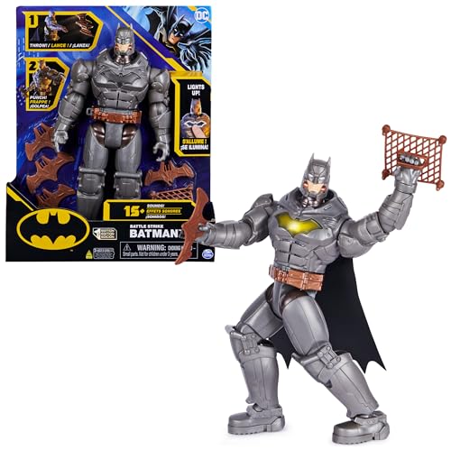 DC Comics Batman 30 cm Deluxe - Actionfigur mit Schlag - und Wurffunktion, 5 Ausrüstungsgegenständen, Licht - und Soundeffekten, 1 Einheit von Spin Master