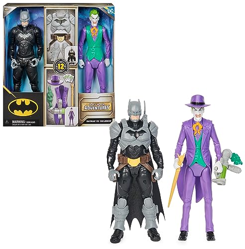 DC Batman Adventures Batman vs The Joker Action-Figuren Set, 30 cm - 2 voll bewegliche Figuren mit 12 Ausrüstungsgegenständen für spannendes Rollenspiel, Spielzeug für Kinder ab 4 Jahren von Batman