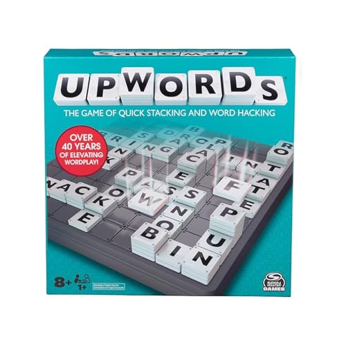 Upwords, lustiges und inspirierendes Wortspiel für die ganze Familie mit überlappenden Buchstaben, empfohlen ab 8 Jahren von Spin Master