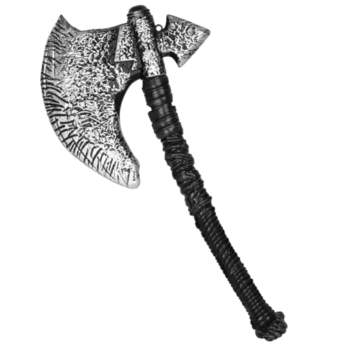 Spinosaurus 45,7 cm Wikingeraxt, Kunststoff, silberfarbene Axt für Wikinger-Kostüm, Kinder, Erwachsene, Spielzeug, Axt, Halloween, Verkleidungszubehör, Cosplay-Requisiten von Spinosaurus