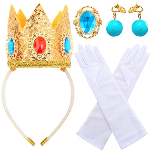 Spinosaurus 5 Stück Prinzessin Peach Kostüme Zubehör für Kinder,Glühen Princess Krone Prinzessinnen-Handschuhe Kristalle Broschen Türkis Edelstein Ohrring Fastnacht Princess Dress Up Mädchen Spinosaurus 5 Stück Prinzessin Peach Kostüme Zubehör für Kinder,Glühen Princess Krone Prinzessinnen-Handschuhe Kristalle Broschen Türkis Edelstein Ohrring Fastnacht Princess Dress Up Mädchen von Spinosaurus