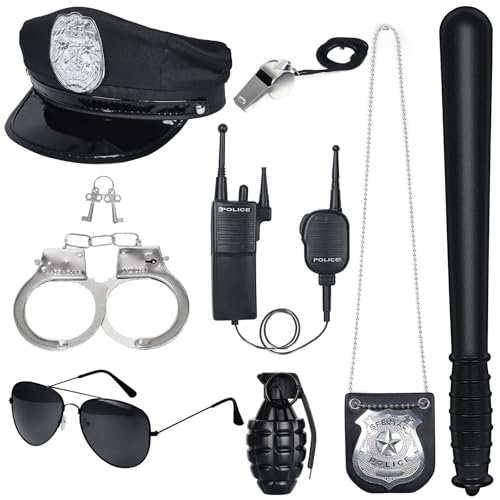 Spinosaurus 8pcs Polizei Kostüm Zubehör für Kinder Erwachsene Polizei Hut, Pfeife, Handschellen, Walkie Talkies, Brillen, Abzeichen, Baton für Männer Frauen Halloween Karneval Fbi Dress Up Zubehör Spinosaurus 8pcs Polizei Kostüm Zubehör für Kinder Erwachsene Polizei Hut, Pfeife, Handschellen, Walkie Talkies, Brillen, Abzeichen, Baton für Männer Frauen Halloween Karneval Fbi Dress Up Zubehör von Spinosaurus