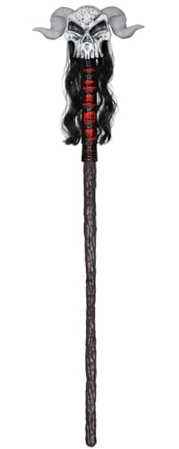Spinosaurus 96,5 cm großer Totenkopf-Zauberstab, Hexenstab, ausziehbarer Kunststoffstab für Halloween, Cosplay, Kostüm, Zubehör, Stangen-Requisite von Spinosaurus