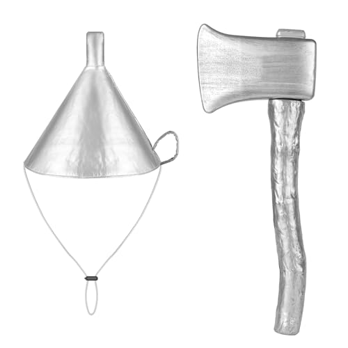 Spinosaurus Blechmann-Kostüm-Zubehör für Erwachsene, Kinder, Kunststoff-Axt, Blechmann, Trichter, Hut, Halloween, Kostüm, Zubehör, Blechmann-Outfits, 2 Stück von Spinosaurus