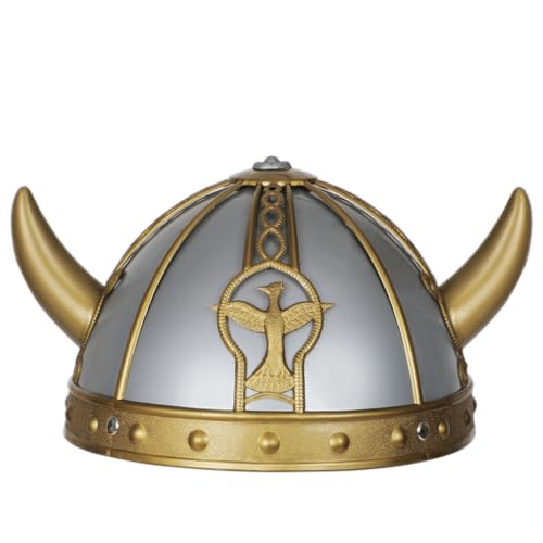 Spinosaurus Wikinger Helm für Erwachsene Mittelalter Wikinger Horn Mütze Römerhelm Wikinger Kostüm Zubehör für Karneval,Halloween,Fastnacht,Mottoparty von Spinosaurus
