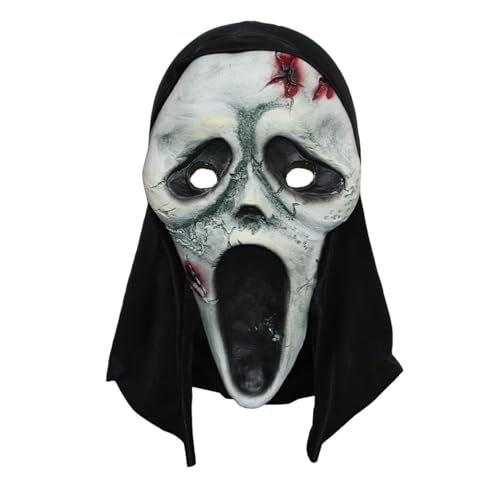 Halloween-Horror-Schrei-Maske, Geister-Gesichtsmaske für Kinder und Erwachsene, Unisex, geeignet für Spukhäuser, Halloween-Maske, Naturlatex, gruselige Totenkopf-Maske, Horror, Vollkopfmaske Halloween-Horror-Schrei-Maske, Geister-Gesichtsmaske für Kinder und Erwachsene, Unisex, geeignet für Spukhäuser, Halloween-Maske, Naturlatex, gruselige Totenkopf-Maske, Horror, Vollkopfmaske von SpirWoRchlan
