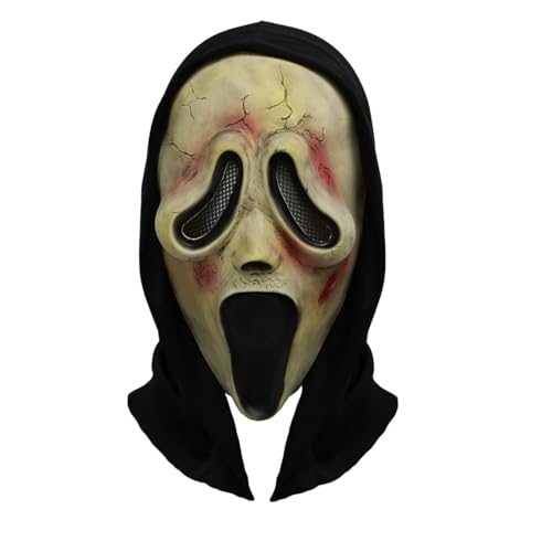 Halloween-Horror-Schrei-Maske, Geister-Gesichtsmaske für Kinder und Erwachsene, Unisex, geeignet für Spukhäuser, Halloween-Maske, Naturlatex, gruselige Totenkopfmaske, Horror, Vollkopfmaske Halloween-Horror-Schrei-Maske, Geister-Gesichtsmaske für Kinder und Erwachsene, Unisex, geeignet für Spukhäuser, Halloween-Maske, Naturlatex, gruselige Totenkopfmaske, Horror, Vollkopfmaske von SpirWoRchlan