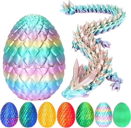 SpirWoRchlan 3D-gedrucktes Drachenei, geheimnisvolles bewegliches Kristall-Drachenei, Fidget-Spielzeug, 3D-Druck, Überraschungstiere, Spielzeug für Kinder, Teenager, Jungen, Mädchen, 3D-gedrucktes von SpirWoRchlan