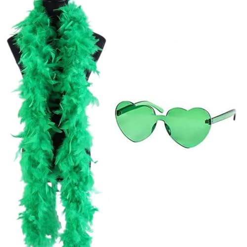 SpirWoRchlan Federboa, 60 g, Truthahn-Boa-Federn mit Herz, randlose Sonnenbrille für Partys, Weihnachten, Hochzeiten, Kostüme, Konzerte, Haustiere und Heimdekoration, Grün SpirWoRchlan Federboa, 60 g, Truthahn-Boa-Federn mit Herz, randlose Sonnenbrille für Partys, Weihnachten, Hochzeiten, Kostüme, Konzerte, Haustiere und Heimdekoration, Grün von SpirWoRchlan