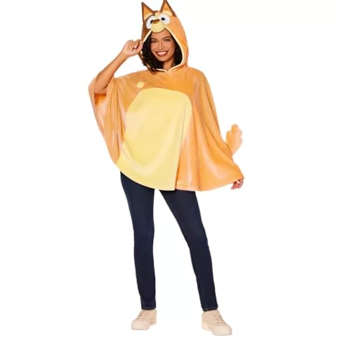 Bluey Chilli Bingo Damen-Poncho, Kapuzenpullover, Halloween-Kostüm, Oberteil, offizielles Lizenzprodukt, Cosplay, Chili, Einheitsgröße Bluey Chilli Bingo Damen-Poncho, Kapuzenpullover, Halloween-Kostüm, Oberteil, offizielles Lizenzprodukt, Cosplay, Chili, Einheitsgröße von Spirit Halloween
