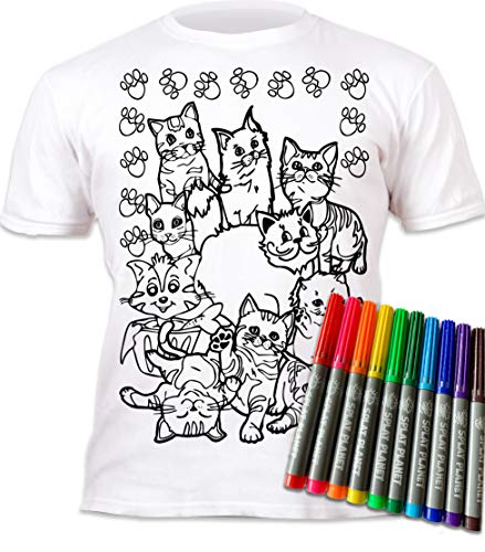 Splat Planet T-Shirt zum Ausmalen mit 10 ungiftigen, auswaschbaren Zauberstiften - Färben Sie Ihr eigenes T-Shirt zum Ausmalen und Auswaschen (7-8 Jahre), Weiß von Splat Planet