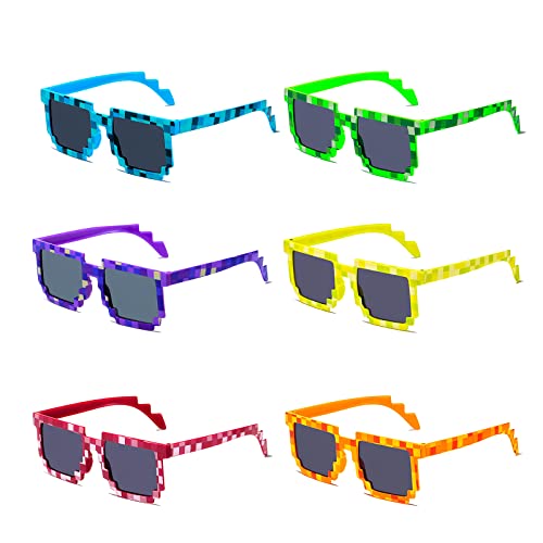 Spldsun 6 Stück Party Sonnenbrille, Mosaikbrille, Spaßbrille, Deal With It Pixels, Thug Life, Brille, Accessoire für Fasching, Party, Cosplay, Kostüm, Halloween, Geburtstag (6 Farben) von Spldsun