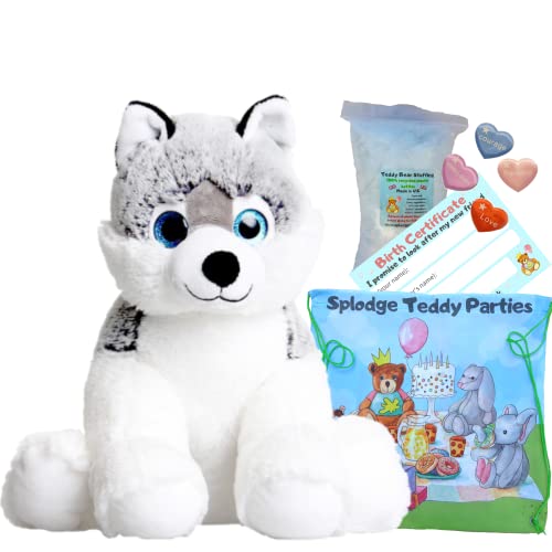 40 cm großer Plüsch-Husky - Set zum Basteln eines Teddybären - Teddybären zum Selbermachen - kein Nähen 40 cm großer Plüsch-Husky - Set zum Basteln eines Teddybären - Teddybären zum Selbermachen - kein Nähen von Splodge Teddy Parties