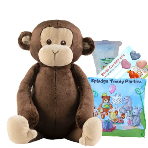 Kuscheliger AFFE Teddybär – Teddybären zum Selbermachen – Größe: 40 cm – kein Nähen – Plüschtier Geschenk für Jungen und Mädchen von Splodge Teddy Parties