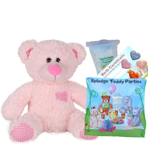 Pinker klassischer Bär, weiches Plüsch-Spielzeug, 40 cm, zum Selberbasteln von Teddybären, kein Nähen (Basis-Set) von Splodge Teddy Parties