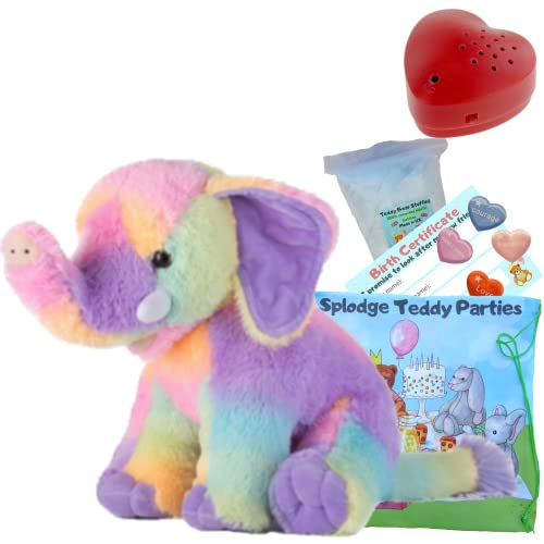 Plüschtier Regenbogen-Elefant, Bauen Sie Ihren eigenen Teddybär-Bastelset, kein Nähen, 40 cm Diktiergerät-Set von Splodge Teddy Parties