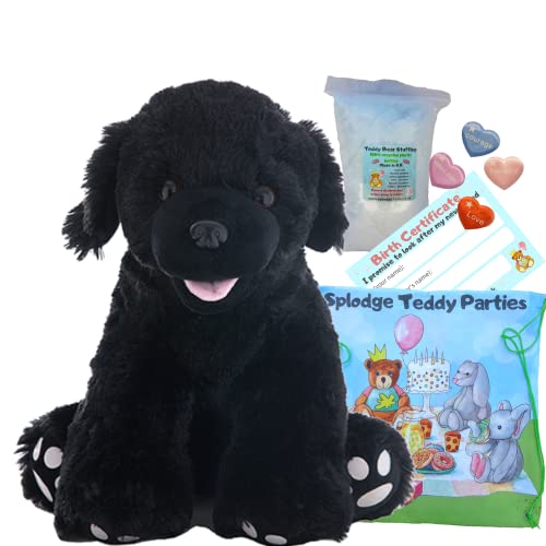 Schwarzer Labrador Hund – weiches Plüschtier – 40 cm – Bauen Sie Ihren eigenen Teddybär-Bastelset – kein Nähen (Basis-Set) von Splodge Teddy Parties