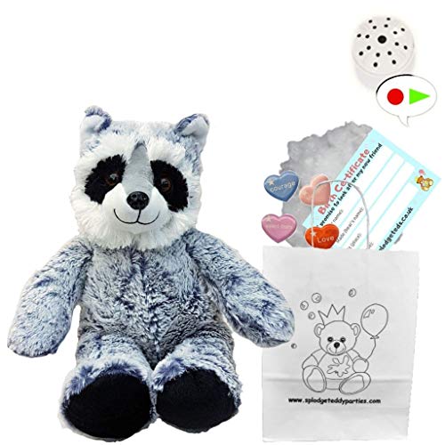 Waschbär – weiches Plüsch-Spielzeug – 25 cm – Bauen Sie Ihren eigenen Teddybär – Party-Set mit 10 Sekunden aufnehmbarer Stimmbox Waschbär – weiches Plüsch-Spielzeug – 25 cm – Bauen Sie Ihren eigenen Teddybär – Party-Set mit 10 Sekunden aufnehmbarer Stimmbox von Splodge Teddy Parties
