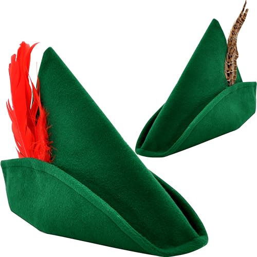 Spooktacular Creations 2 Stück Halloween Filz Robin Hood Hüte mit Feder, Alpenhut Party Kostüm, Peter Pan Hut, Deutscher Hut, Grüner Tiroler Hut Halloween Dress Up Party Favor-One Size Spooktacular Creations 2 Stück Halloween Filz Robin Hood Hüte mit Feder, Alpenhut Party Kostüm, Peter Pan Hut, Deutscher Hut, Grüner Tiroler Hut Halloween Dress Up Party Favor-One Size von Spooktacular Creations