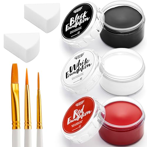 Spooktacular Creations - 8-teiliges Halloween-Make-up-Set, 3 Gesichts- und Körperfarben, Ölbasis, 3 Pinsel zum Malen, 2 Löffel Spooktacular Creations - 8-teiliges Halloween-Make-up-Set, 3 Gesichts- und Körperfarben, Ölbasis, 3 Pinsel zum Malen, 2 Löffel von Spooktacular Creations