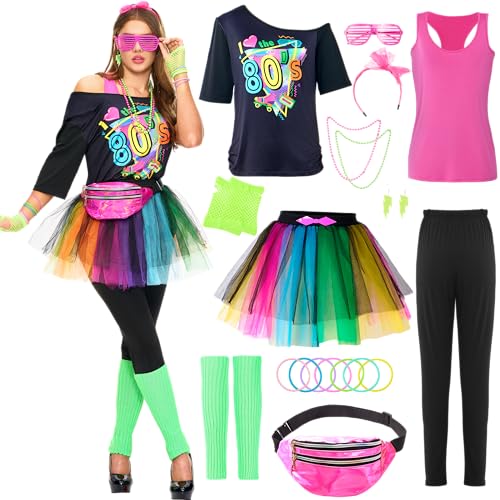 Spooktacular Creations 80er-Jahre-Kostüm-Outfit für Damen, 80er-Halloween-Kostüme, 80er-Workout-Kostüm-Outfit für Damen, Halloween-Rollenspielpartys (mittel) von Spooktacular Creations