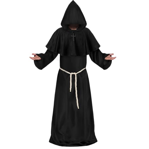 Spooktacular Creations Mittelalterlicher Mönchsmantel mit Kapuze für Erwachsene, Renaissance-Priesterrobe, Halloween-Kostüm (xxl) von Spooktacular Creations