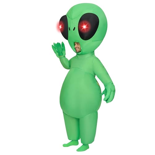 Spooktacular Creations Aufblasbare Kostüme für Erwachsene mit leuchtenden Augen, Ganzkörper-Alien-Aufblaskostüme, grüne aufblasbare Kostüme für Halloween-Kostüm-Cosplay-Alien-Themenpartys Spooktacular Creations Aufblasbare Kostüme für Erwachsene mit leuchtenden Augen, Ganzkörper-Alien-Aufblaskostüme, grüne aufblasbare Kostüme für Halloween-Kostüm-Cosplay-Alien-Themenpartys von Spooktacular Creations