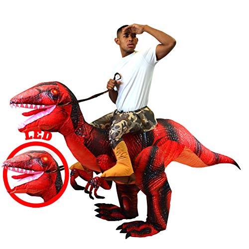 Spooktacular Creations Aufblasbares Dinosaurier Kostüm, Reiten ein Raptor Air Blow-up Kostüm für Halloween Party Cosplay Fasching Karneval - Erwachsenengröße von Spooktacular Creations