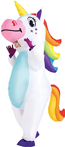 Spooktacular Creations Aufblasbares Einhorn Kostüm Ganzkörper, Einhorn Air Blow-up Kostüm für Halloween Party Cosplay Fasching Karneval - Erwachsenengröße (Einheitsgröße, Weiß) von Spooktacular Creations