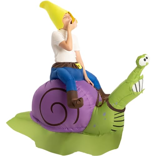 Spooktacular Creations Aufblasbares Halloween-Kostüm, Zwerg, reitet auf einer Schnecke, aufblasbares Kostüm – Kind, Unisex (7–10 Jahre) von Spooktacular Creations