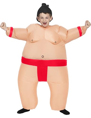 Spooktacular Creations Aufblasbares Kinderkostüm, Ganzkörper-Sumo-Wrestler-Kostüm, Sumo-Wrestling-Blow-Up-Kostüm für Kinder, Sumo-Halloween-Kostüm mit Hut für Halloween-Kostümpartys, Rot von Spooktacular Creations