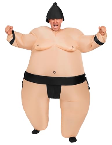Spooktacular Creations Aufblasbares Kostüm für Erwachsene, Ganzkörper-Sumo-Wrestler-Luftaufblasanzug mit schwarzem Gürtel, Deluxe-Halloween-Kostüm für Halloween-Anziehpartys, Schwarz von Spooktacular Creations