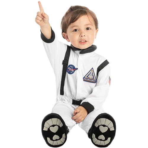 Spooktacular Creations Baby Unisex NASA Jr. Astronauten-Kostüme, Weiß, Größe L (18-24 Monate) von Spooktacular Creations