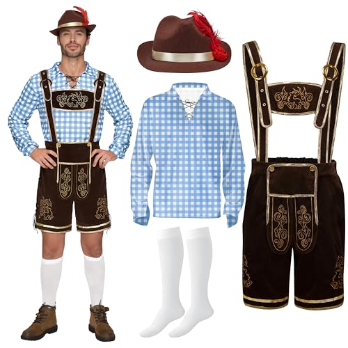 Spooktacular Creations Blau kariertes deutsches bayerisches Oktoberfest-Kostümset für Herren für Halloween-Partys und Bierfeste XL Spooktacular Creations Blau kariertes deutsches bayerisches Oktoberfest-Kostümset für Herren für Halloween-Partys und Bierfeste XL von Spooktacular Creations