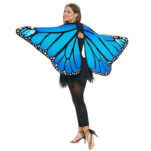 Spooktacular Creations Blaues Monarchfalterflügel-Set für Damen, Feenflügel-Kostüm für Erwachsene für Halloween, Flügelkostüm für Damen, Cosplay Spooktacular Creations Blaues Monarchfalterflügel-Set für Damen, Feenflügel-Kostüm für Erwachsene für Halloween, Flügelkostüm für Damen, Cosplay von Spooktacular Creations