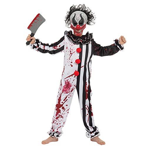 Spooktacular Creations Boy Bleeding Killer Clown Kostüm, Horror Slasher Clown Kostüm für Halloween Dress Up Parties, Scary Theme Party, Killer Clown Role Playing (L (10-12 yr)) von Spooktacular Creations