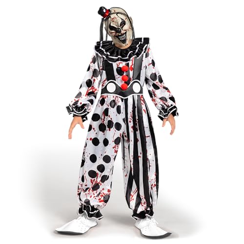 Spooktacular Creations Boys Killer Clown Kostüm - Horror Slasher für Halloween Dress-up-Party, Rollenspiel, Cosplay-Themenparty-M von Spooktacular Creations