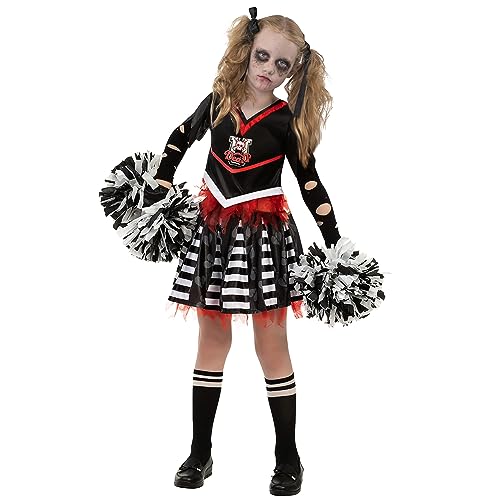 Spooktacular Creations Cheerleader Kostüm für Mädchen Horror cheerleader kostüm Kinder befestigen Pom Poms Socken, cheerleader outfit, XL (13-15 Jahre) von Spooktacular Creations
