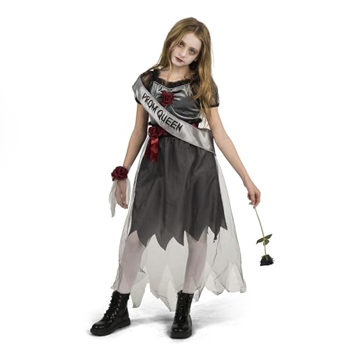Spooktacular Creations Child Girl Dark Prom Queen Kostüm, Bad Girl Zombie Prom Queen Kostüm, Goth Prom Queen Kostüm für Kinder, Mädchen, Halloween, Schule, Event Party-M von Spooktacular Creations