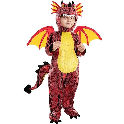 Spooktacular Creations Child Dragon Costume for Halloween Trick or Treating Dinosaur Dress-up Pretend Play, Red von Spooktacular Creations