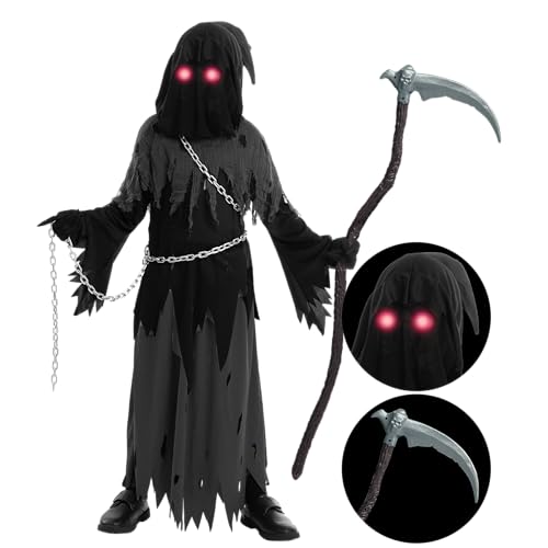 Spooktacular Creations Sensenmann Kostüm für Kinder Sensenmann Halloween Kostüm Jungen Grim Reaper Boy Costume Cosplay Outfit Halloween Party S 5-7 Jahre von Spooktacular Creations