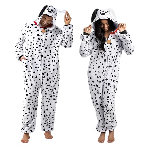 Spooktacular Creations Dalmatiner-Pyjama, Unisex, für Erwachsene, Plüsch, mit Hutschwanz, für Verkleidungen, Partys, Rollenspiele, Halloween-Kostüme S Spooktacular Creations Dalmatiner-Pyjama, Unisex, für Erwachsene, Plüsch, mit Hutschwanz, für Verkleidungen, Partys, Rollenspiele, Halloween-Kostüme S von Spooktacular Creations