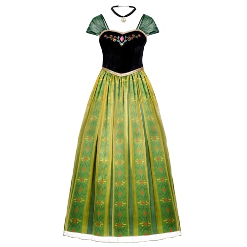 Spooktacular Creations Damen-Prinzessin-Kostüm für Erwachsene, grünes Kleid, Fee mit Halskette für Halloween-Kostüm, Rollenspiel, XL von Spooktacular Creations