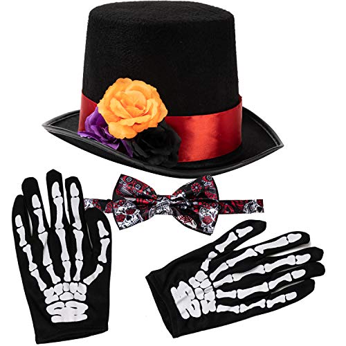Spooktacular Creations Day of the Dead 5 - Kurze Handschuhe Herren Hut Fliege Halloween Kostüm Party Spooktacular Creations Day of the Dead 5 - Kurze Handschuhe Herren Hut Fliege Halloween Kostüm Party von Spooktacular Creations