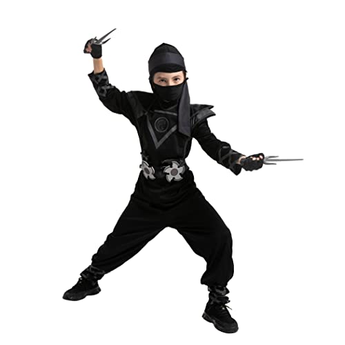 Spooktacular Creations Deluxe Schwarzer Ninja Kostüm Set mit Ninja Schaumstoff Zubehör Spielzeug für Kinder Kung Fu Outfit Halloween Ideen von Spooktacular Creations