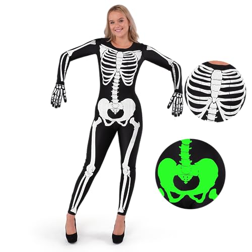 Spooktacular Creations Erwachsene Frauen Skelett Kostüm Glühen in der Dunkelheit Skelett Lady Jumpsuit für Halloween Dress Up Party Rolle spielen Cosplay Spooktacular Creations Erwachsene Frauen Skelett Kostüm Glühen in der Dunkelheit Skelett Lady Jumpsuit für Halloween Dress Up Party Rolle spielen Cosplay von Spooktacular Creations